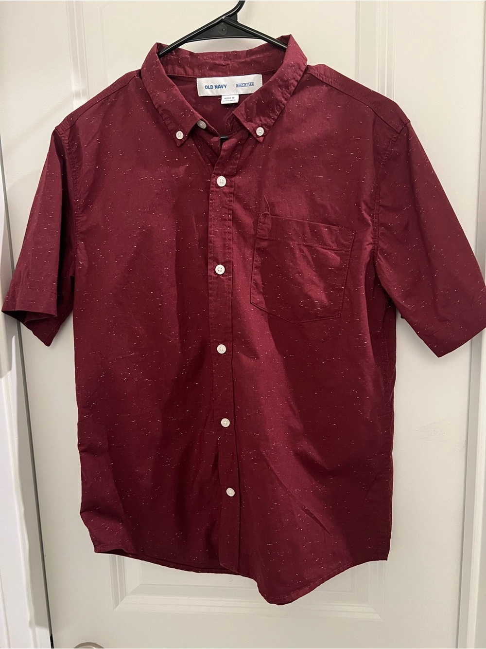 Old Navy Boys Built-In Flex Burgundy Button-Up Shirt XL 14-16 Short Sleeve